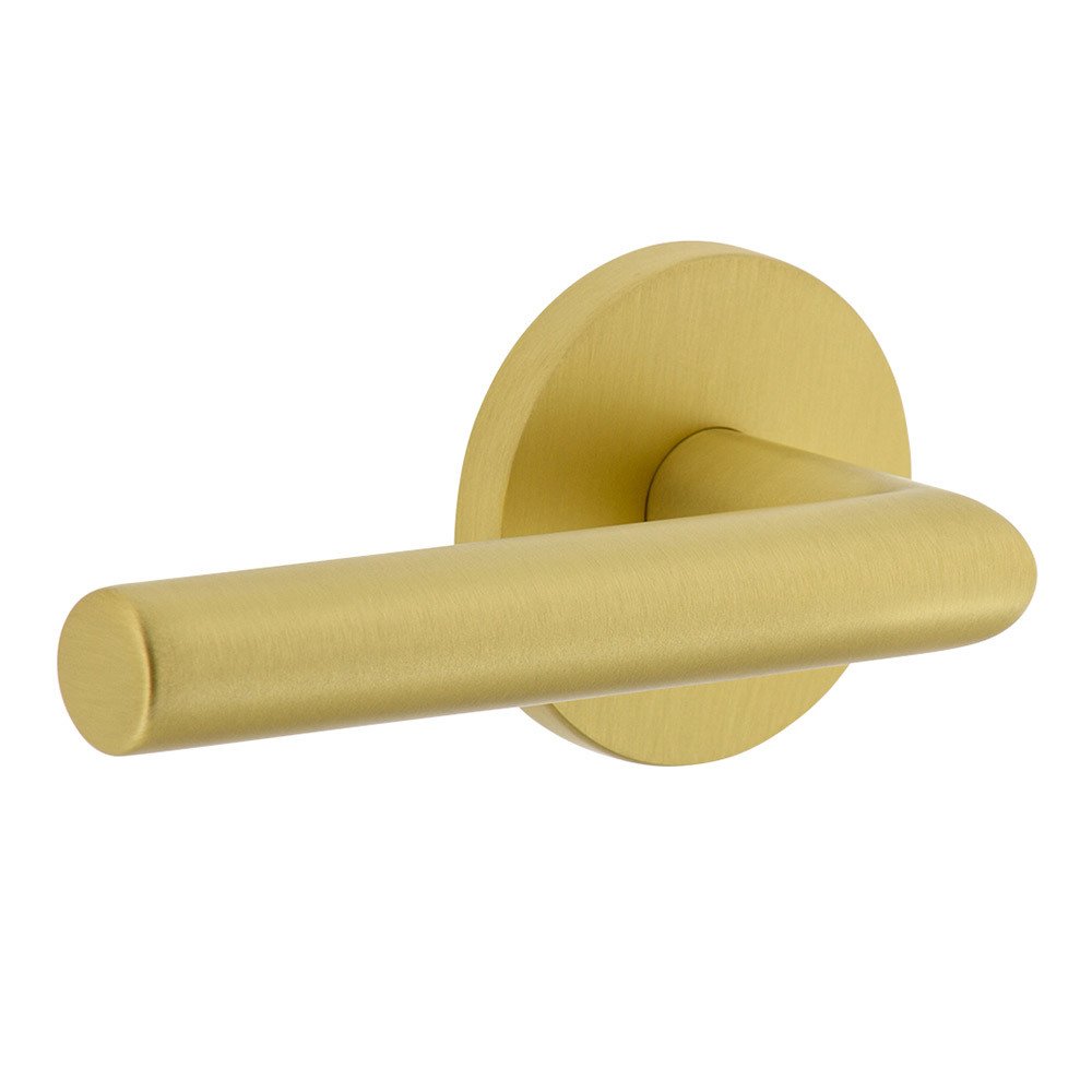 Complete Double Dummy Set - Circolo Rosette with Left Handed Moderno Lever in Satin Brass