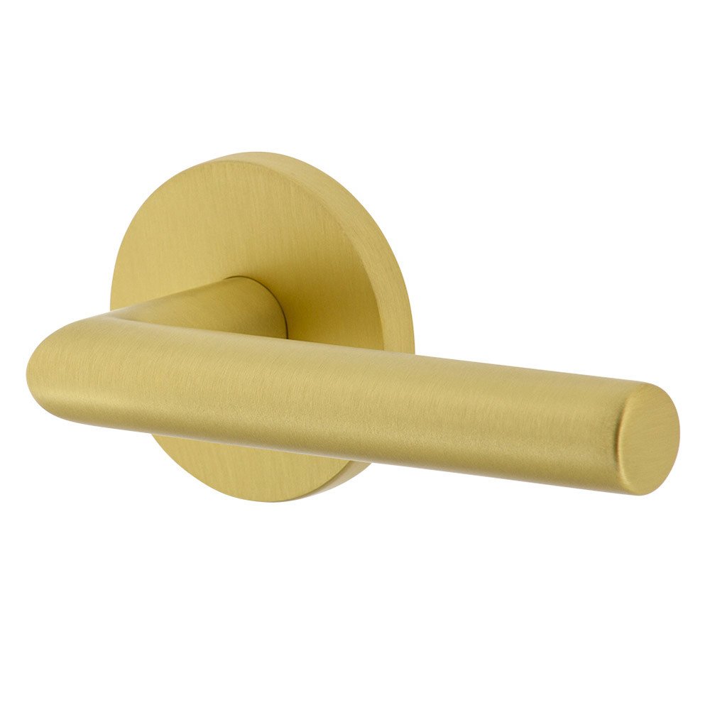 Complete Double Dummy Set - Circolo Rosette with Right Handed Moderno Lever in Satin Brass