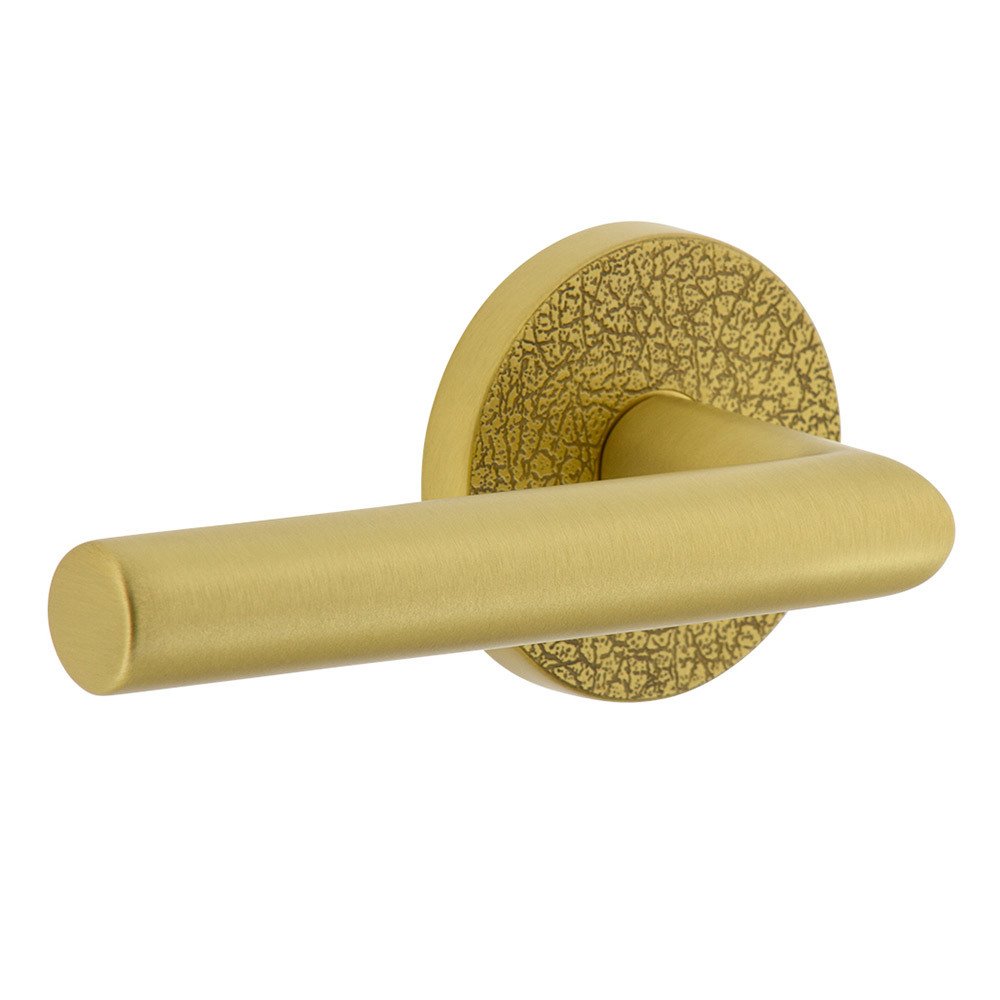 Complete Double Dummy Set - Circolo Leather Rosette with Left Handed Moderno Lever in Satin Brass
