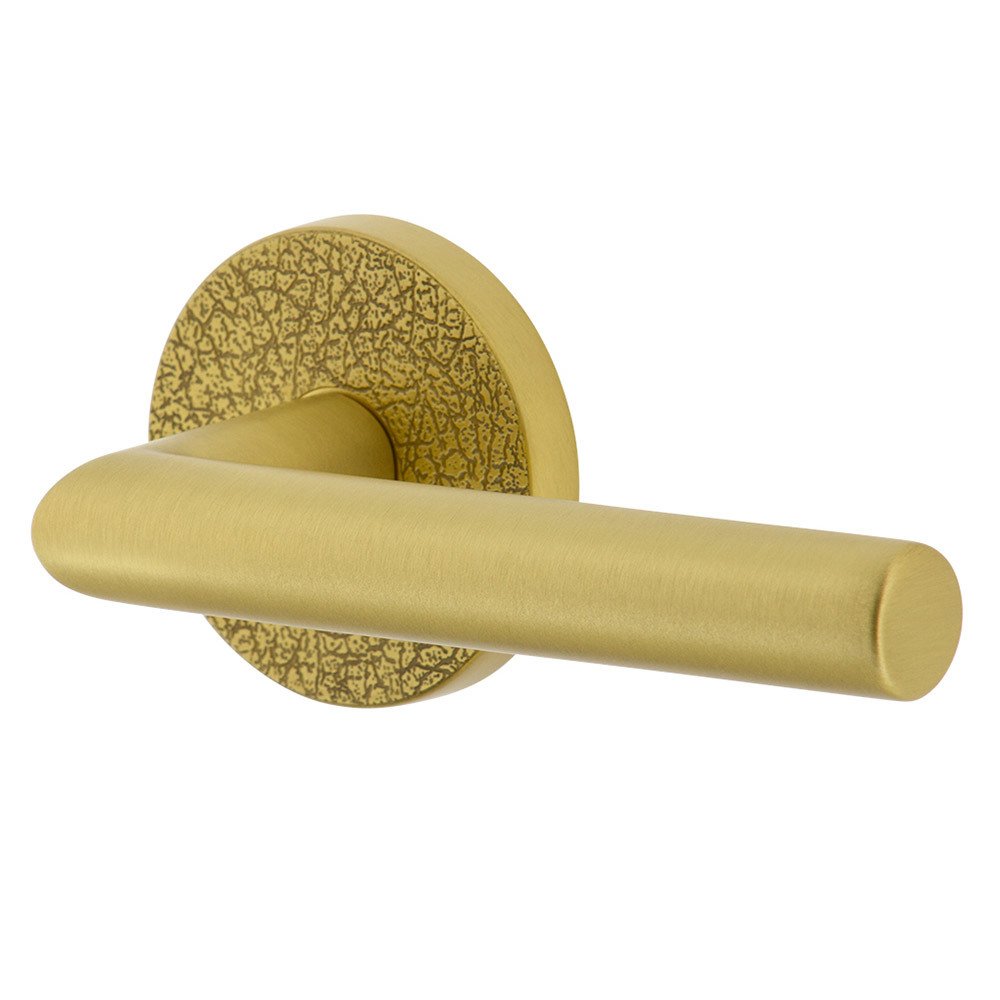 Complete Double Dummy Set - Circolo Leather Rosette with Right Handed Moderno Lever in Satin Brass
