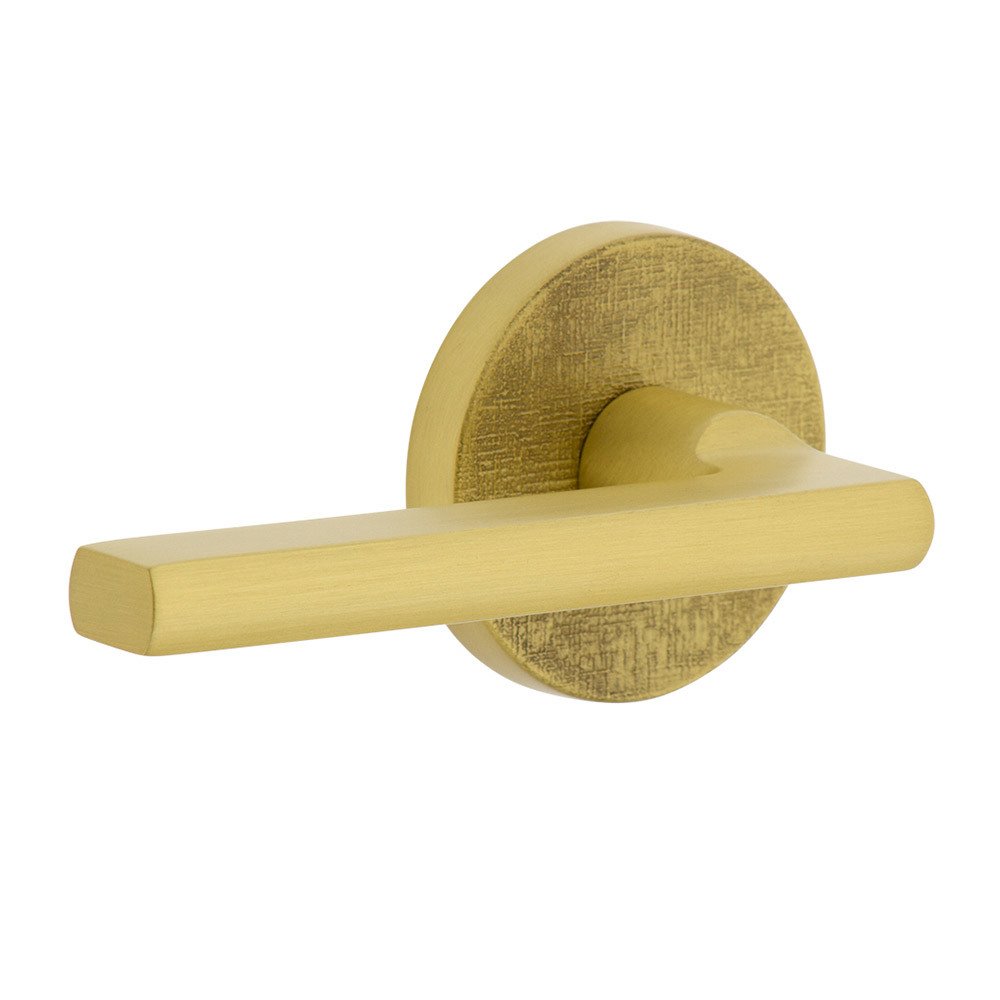 Complete Double Dummy Set - Circolo Linen Rosette with Left Handed Milano Lever in Satin Brass