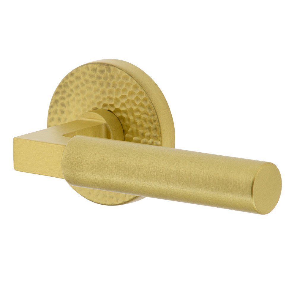 Complete Double Dummy Set - Circolo Hammered Rosette with Right Handed Contempo Smooth Lever in Satin Brass