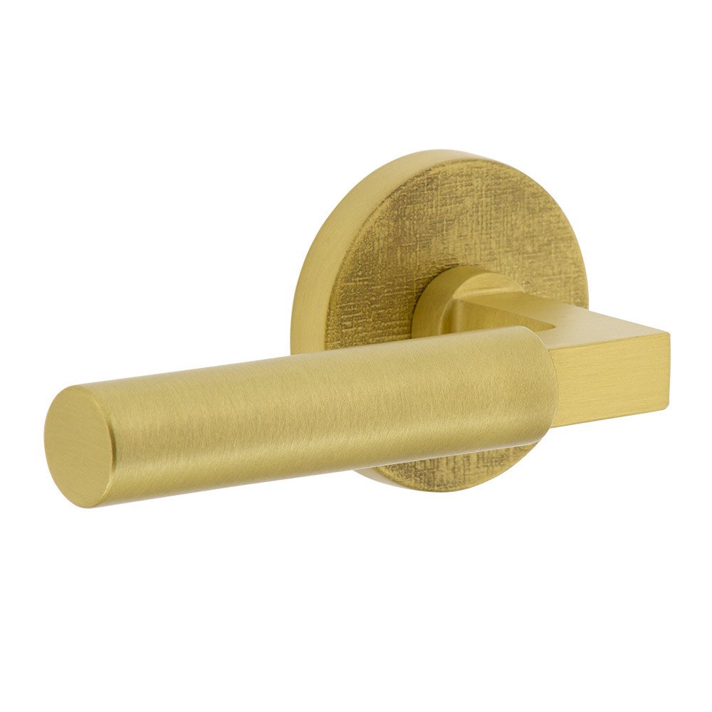 Complete Double Dummy Set - Circolo Linen Rosette with Left Handed Contempo Smooth Lever in Satin Brass
