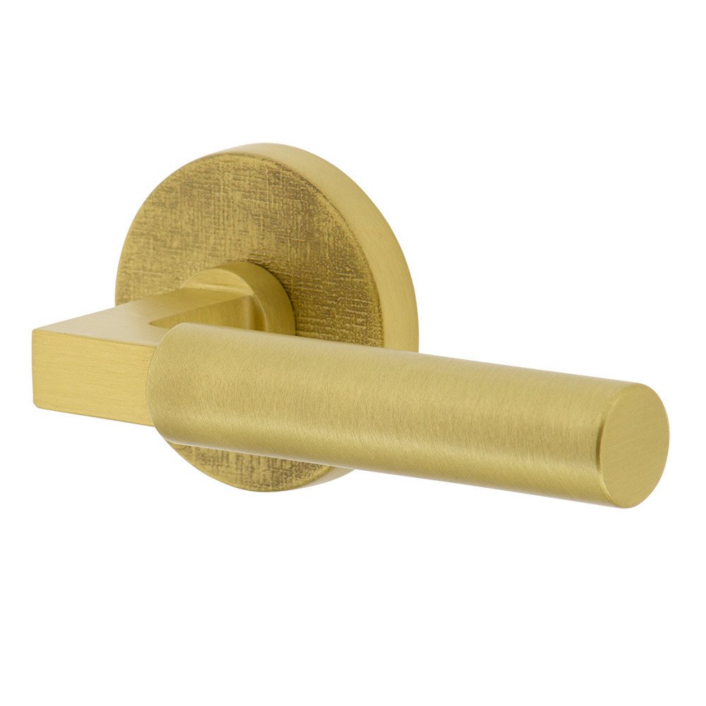 Complete Double Dummy Set - Circolo Linen Rosette with Right Handed Contempo Smooth Lever in Satin Brass