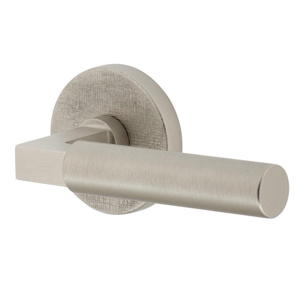 Complete Double Dummy Set - Circolo Linen Rosette with Right Handed Contempo Smooth Lever in Satin Nickel