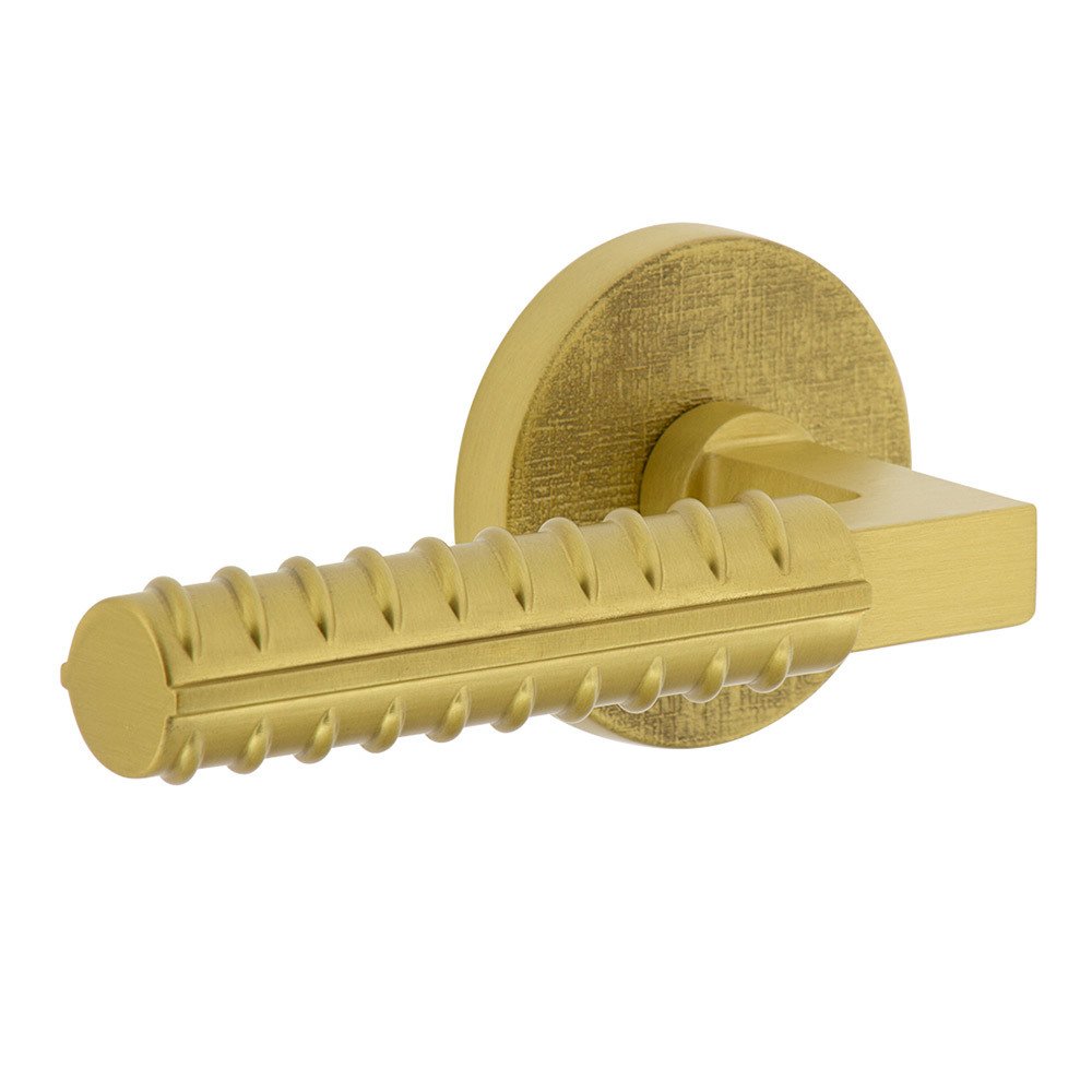 Complete Double Dummy Set - Circolo Linen Rosette with Left Handed Contempo Rebar Lever in Satin Brass