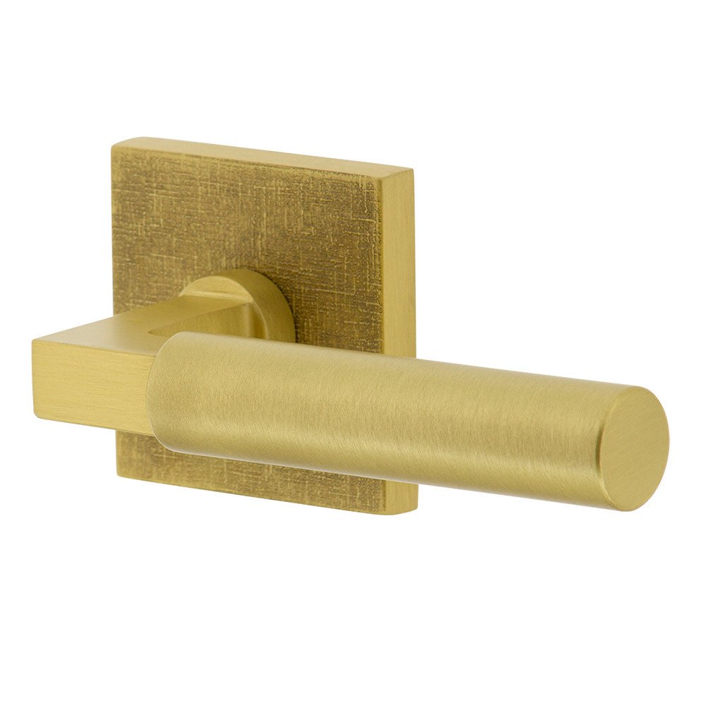 Complete Double Dummy Set - Quadrato Linen Rosette with Right Handed Contempo Smooth Lever in Satin Brass