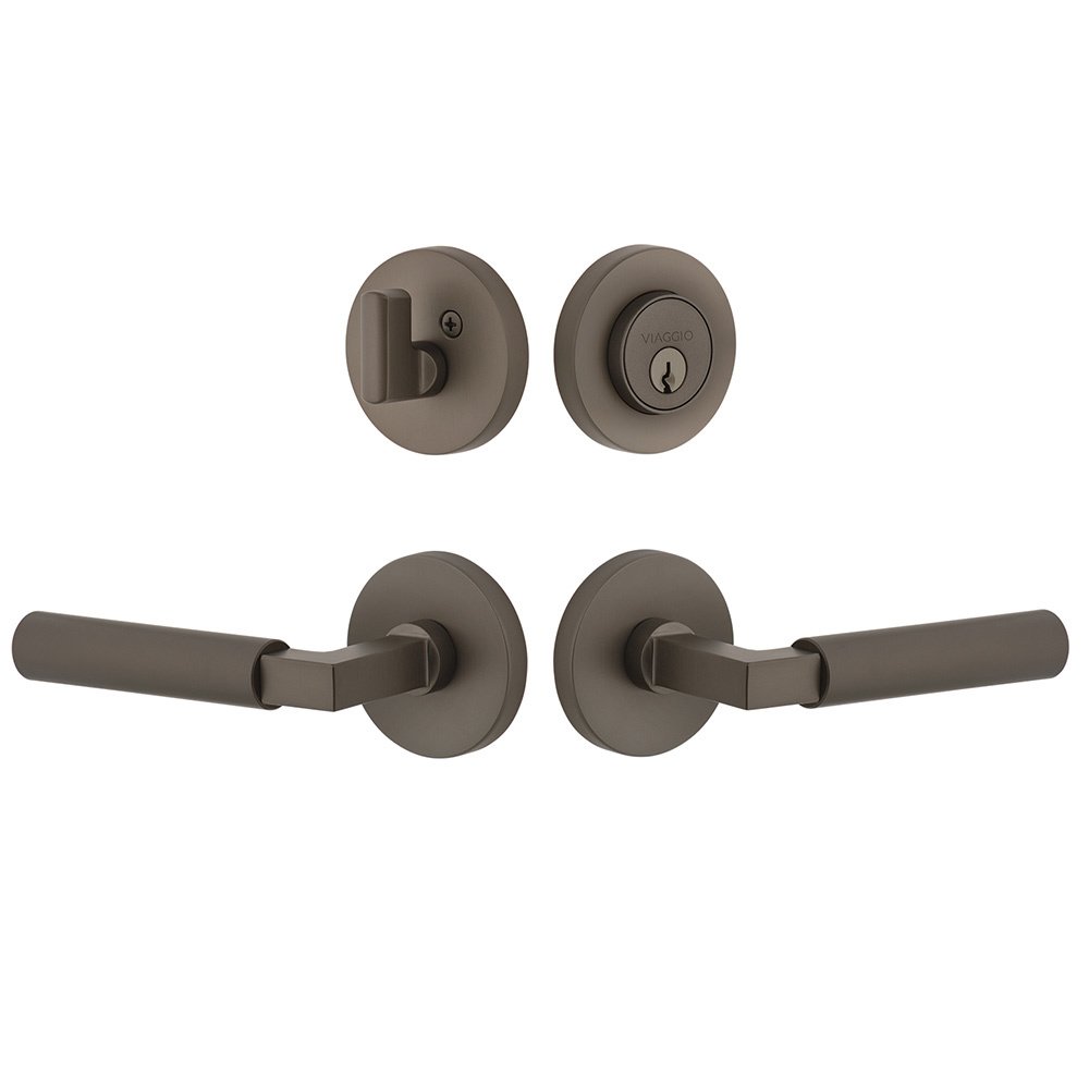 Circolo Rosette with Contempo Smooth Lever and matching Deadbolt in Titanium Gray