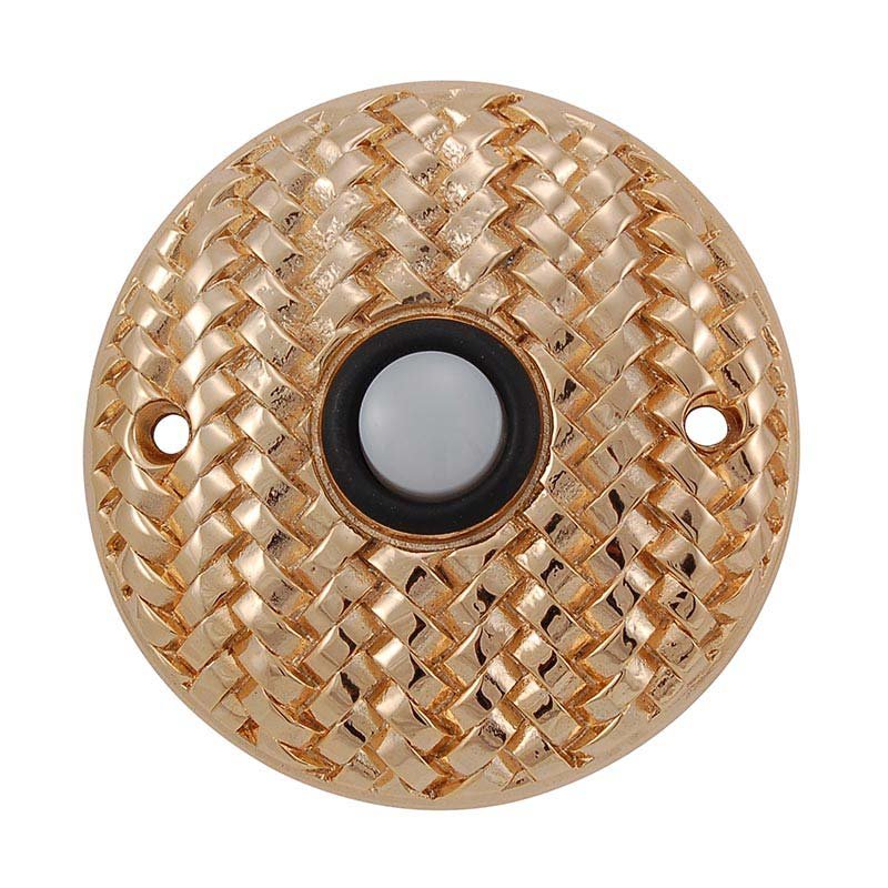 Door Bells Collection Round Cestino Weave Design in Polished Gold