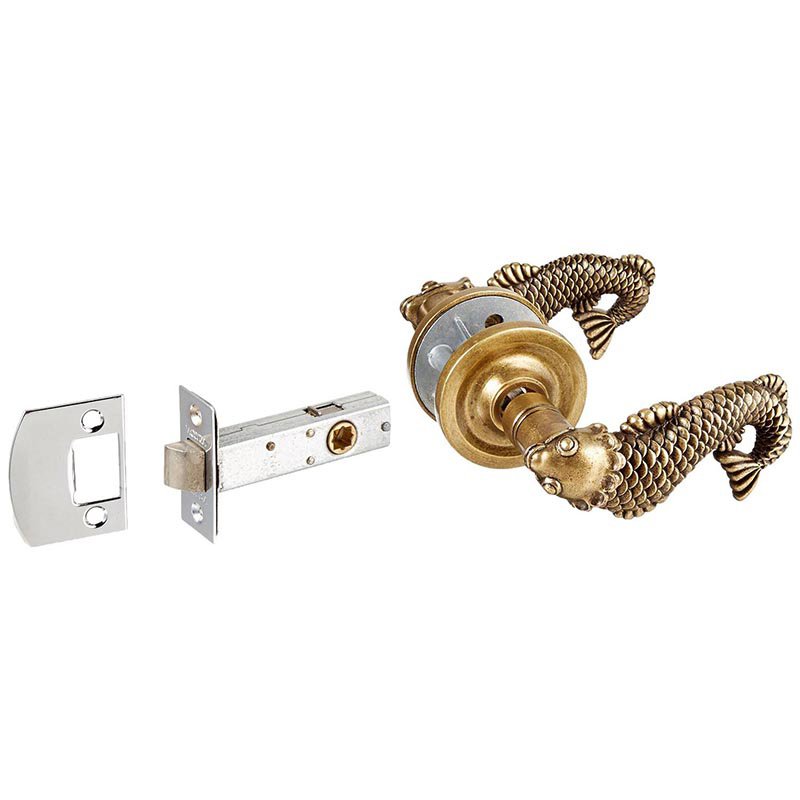 Passage Pollino Right Handed Door Lever Set in Antique Brass