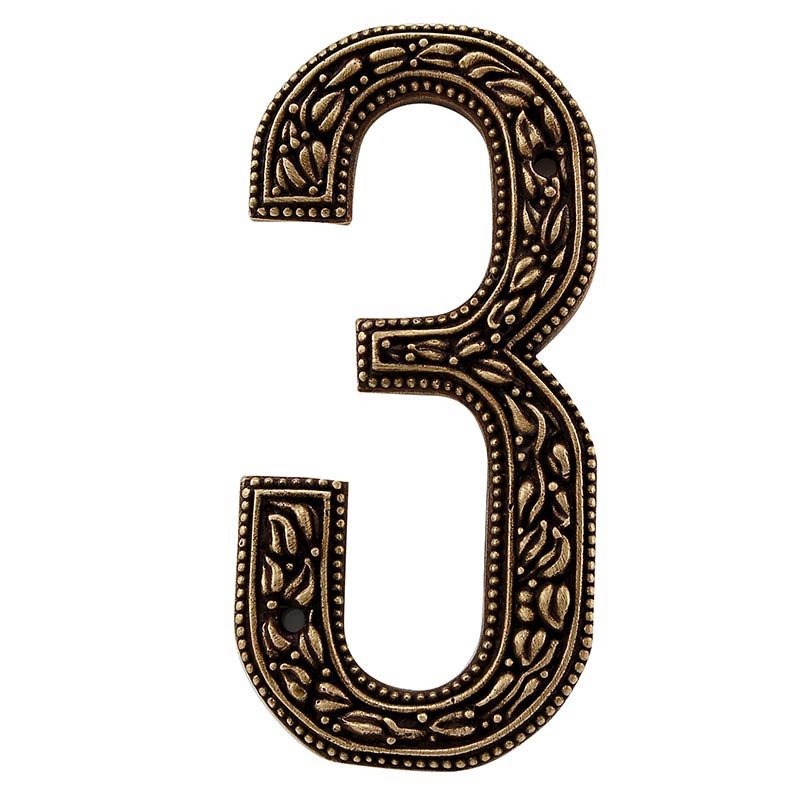 3 Number in Antique Brass