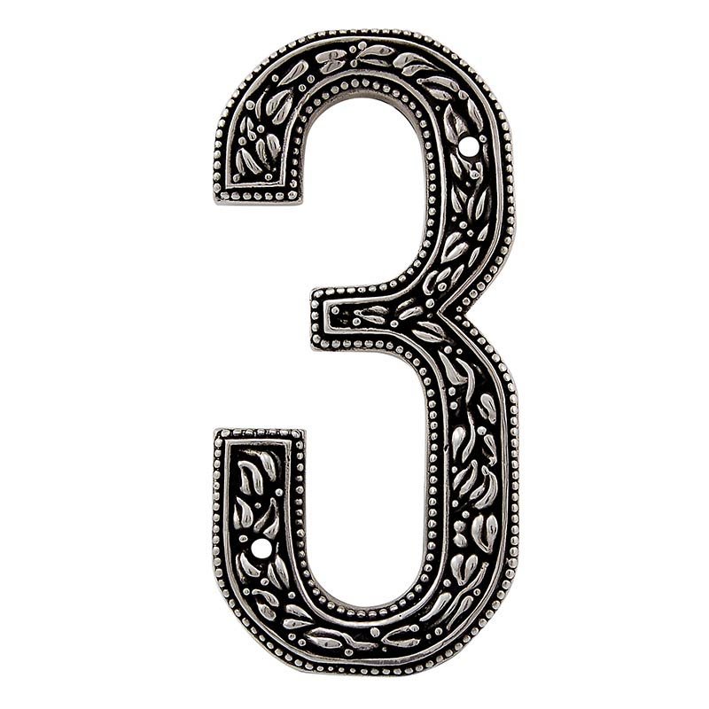 3 Number in Antique Silver