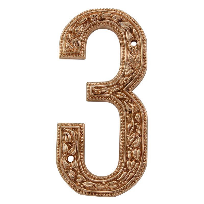 3 Number in Polished Gold