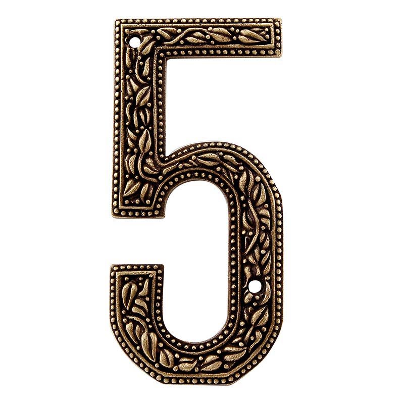 5 Number in Antique Brass