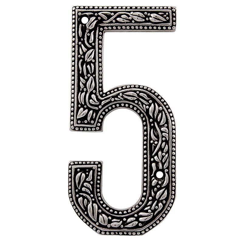5 Number in Antique Silver