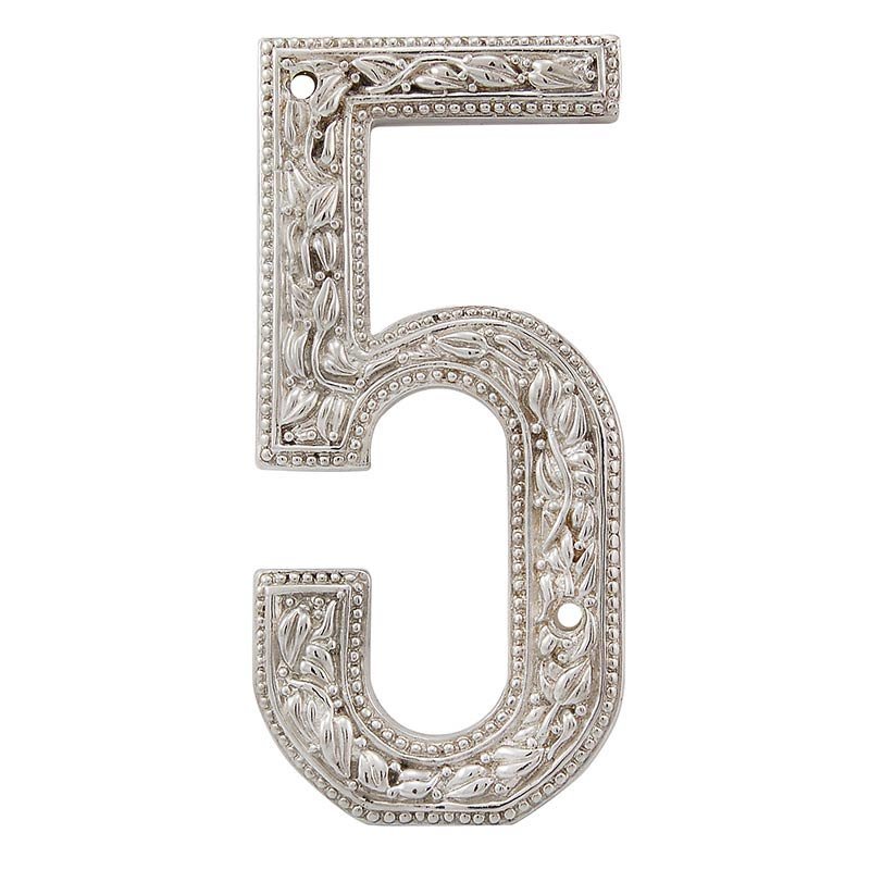 5 Number in Polished Silver