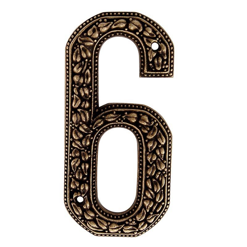 6 Number in Antique Brass
