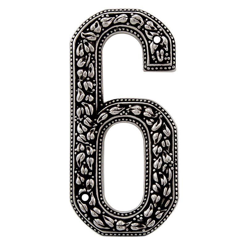 6 Number in Antique Silver