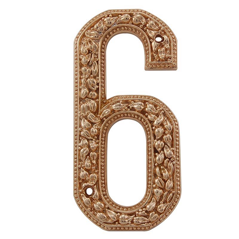 6 Number in Polished Gold