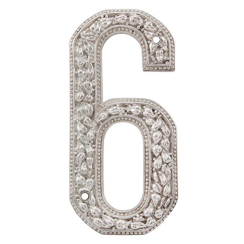 6 Number in Polished Silver