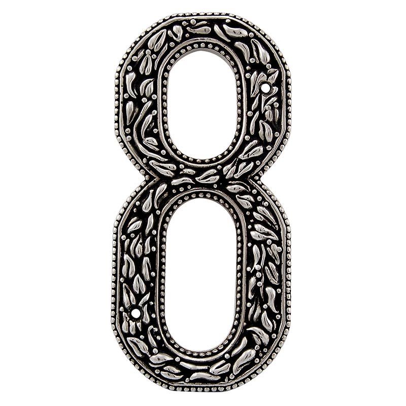 8 Number in Antique Silver