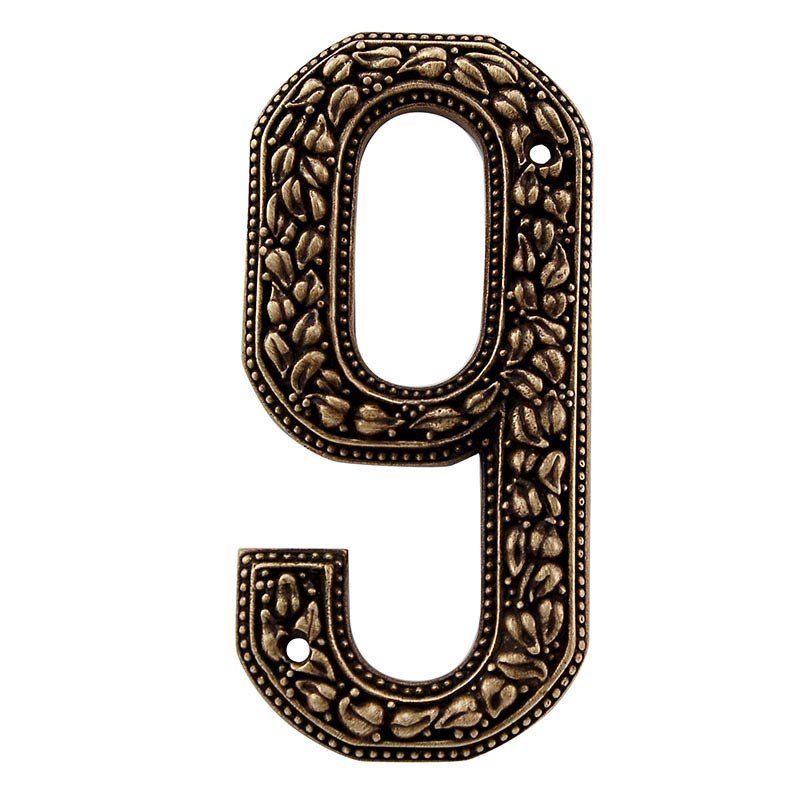 9 Number in Antique Brass