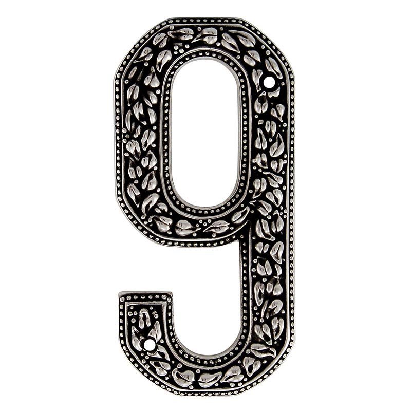 9 Number in Antique Silver