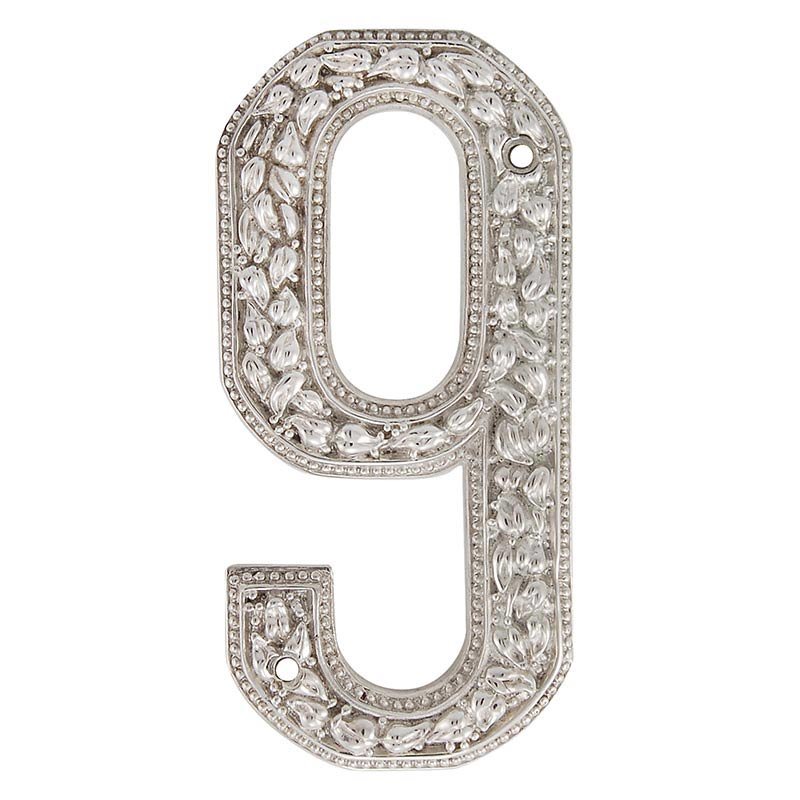 9 Number in Polished Silver