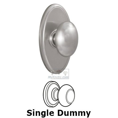 Single Dummy Knob - Oval Plate with Julienne Door Knob in Satin Nickel