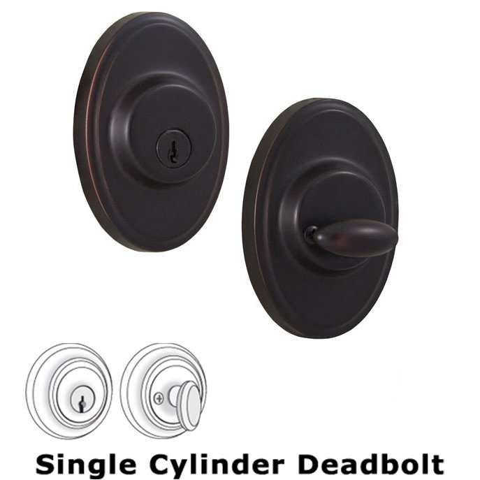 Oval Single Deadbolt Lock in Oil Rubbed Bronze