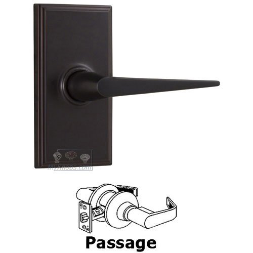 Universally Handed Passage Lever - Woodward Plate with Urbana Door Lever in Oil Rubbed Bronze