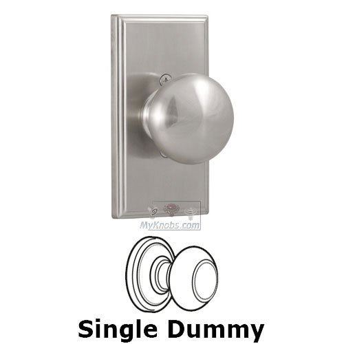 Single Dummy Knob - Woodward Plate with Impresa Door Knob in Satin Nickel