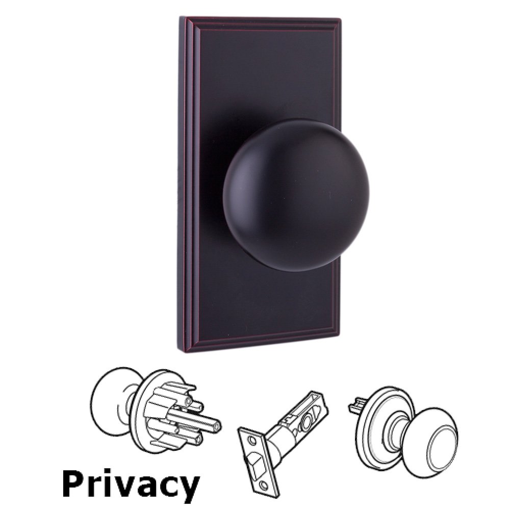 Privacy Knob - Woodward Plate with Impresa Door Knob in Oil Rubbed Bronze