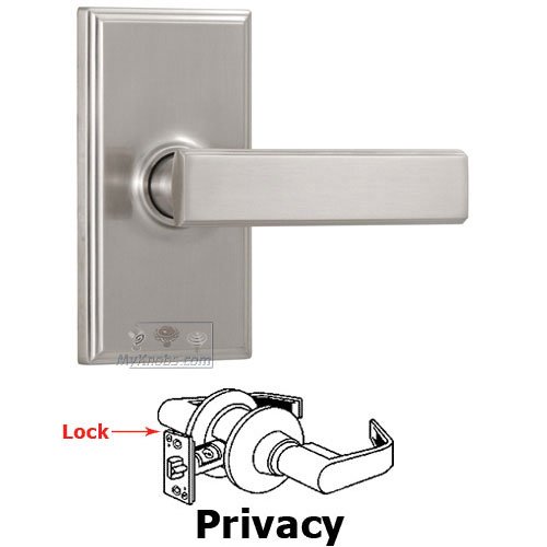 Universally Handed Privacy Lever - Woodward Plate with Utica Door Lever in Satin Nickel