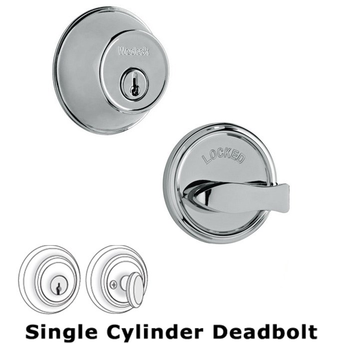 Model 371 Single Deadbolt Lock in Bright Chrome
