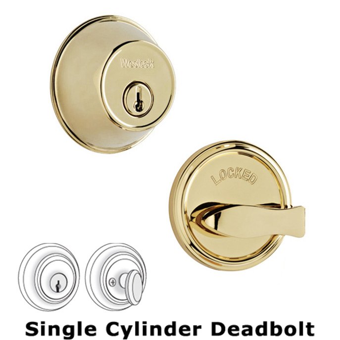 Model 371 Single Deadbolt Lock in Lifetime Polished Brass