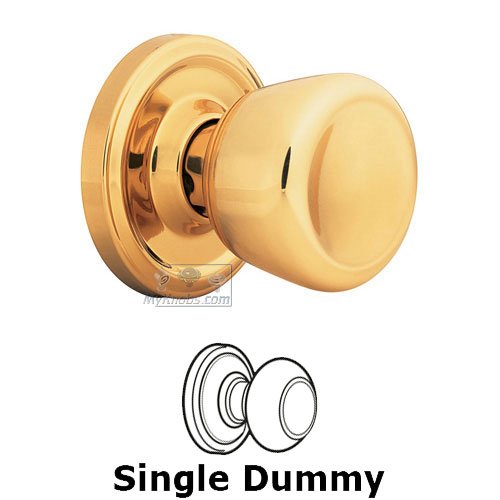Sonic Single Dummy Door Knob in Polished Brass