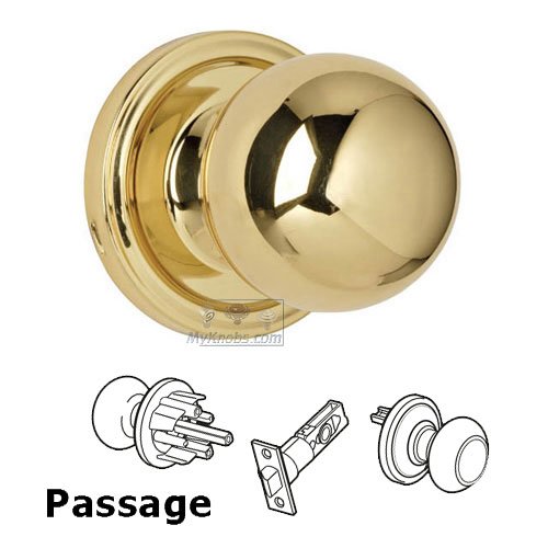 Ball Passage Door Knob in Polished Brass