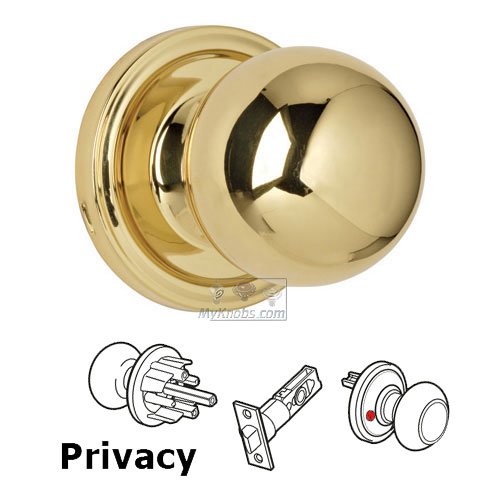 Ball Privacy Door Knob in Polished Brass