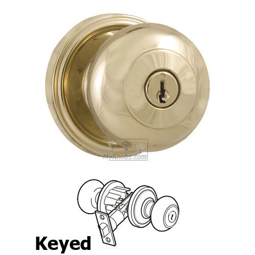 Impresa Keyed Door Knob in Lifetime Polished Brass