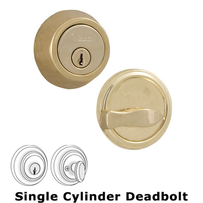 Model 671 Single Deadbolt Lock in Lifetime Polished Brass