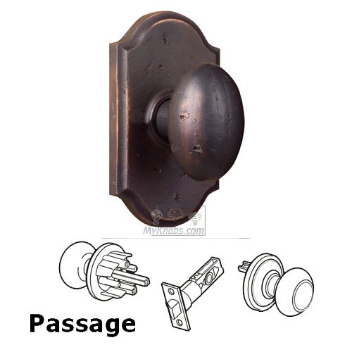 Passage Knob - Premiere Plate with Durham Door Knob in Oil Rubbed Bronze