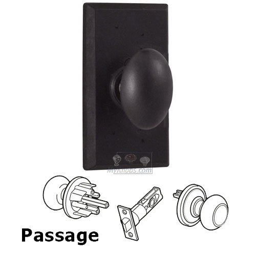Passage Knob - Rectangle Plate with Durham Door Knob in Oil Rubbed Bronze
