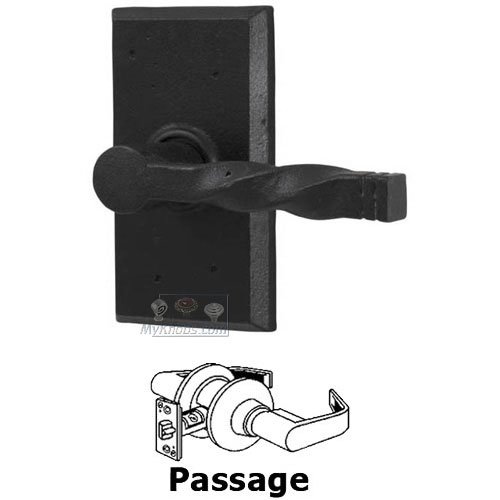 Universally Handed Passage Lever - Rectangle Plate with Monoghan Door Lever in Black