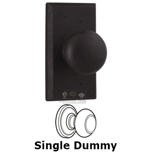 Single Dummy Knob - Rectangle Plate with Wexford Door Knob in Oil Rubbed Bronze