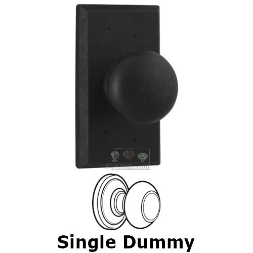Single Dummy Knob - Rectangle Plate with Wexford Door Knob in Black