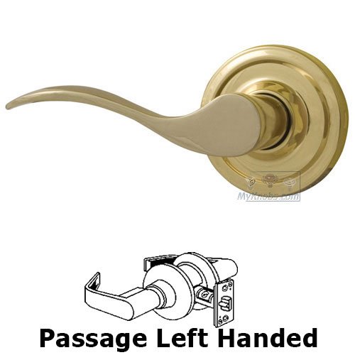 Bordeau Left Handed Passage Door Lever in Polished Brass