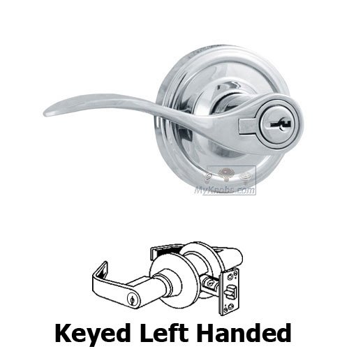 Bordeau Left Handed Keyed Door Lever in Bright Chrome