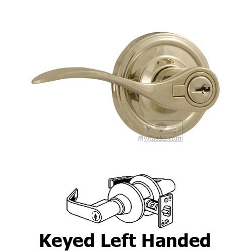 Bordeau Left Handed Keyed Door Lever in Lifetime Polished Brass