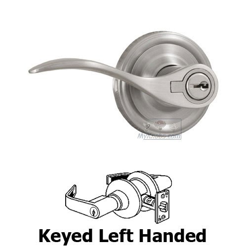 Bordeau Left Handed Keyed Door Lever in Satin Nickel